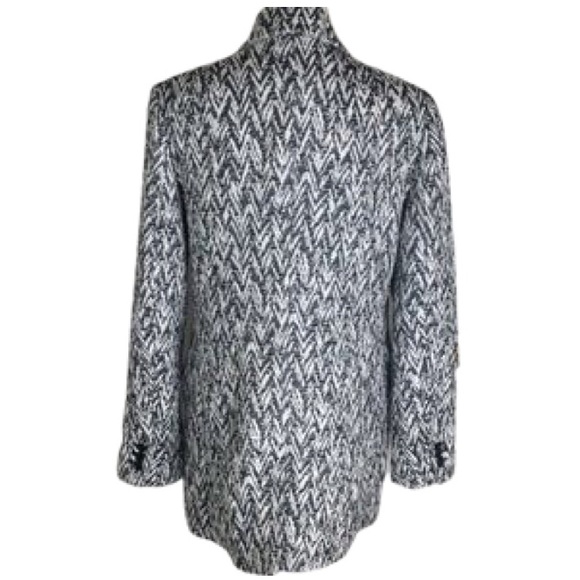 BANANA REPUBLIC Black White Chevron Jacquard Coat - Picture 4 of 5